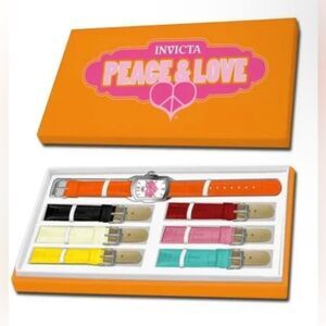 Invicta Peace & Love Watch Set with Colorful Straps